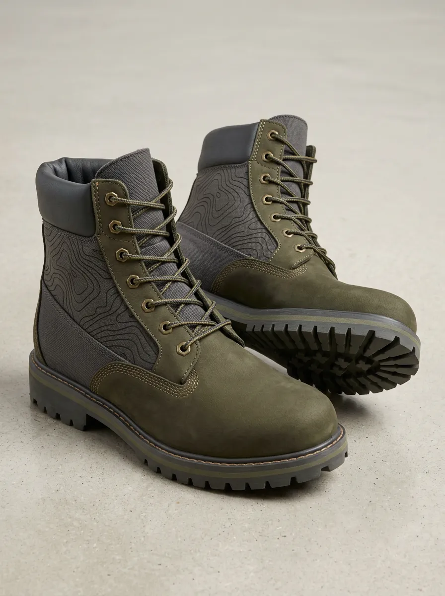Unisex Distinctive Outdoor Hiking Topographic Map Print Work Boots