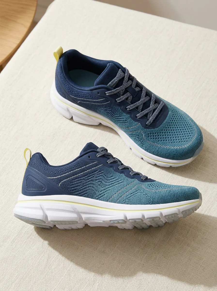 Women's Blue Gradient Mesh Athletic Printed Sneakers