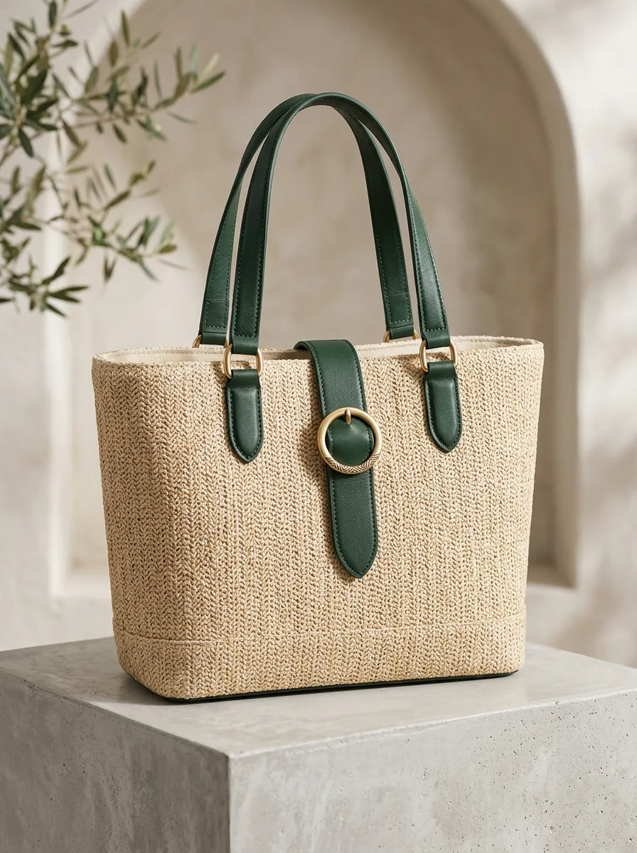 Woven Herringbone Textured Women's Tote Bag