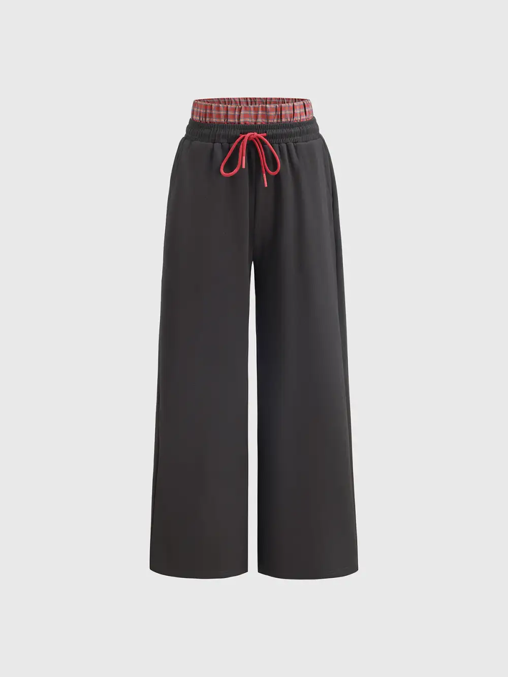 Drawstring Plaid Pants