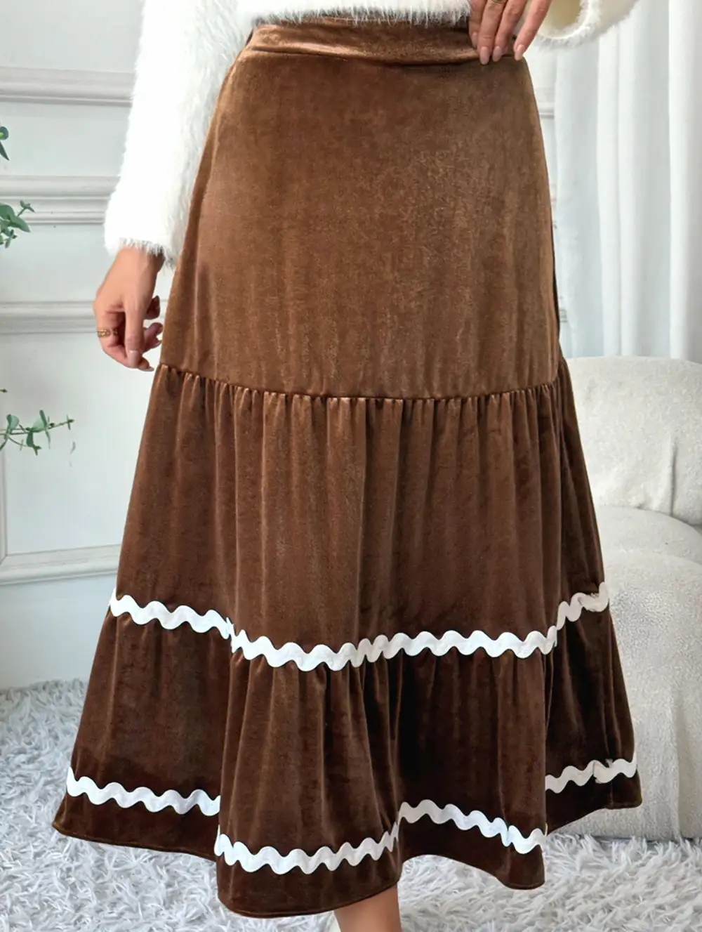 Velvet Swing Midi Skirt