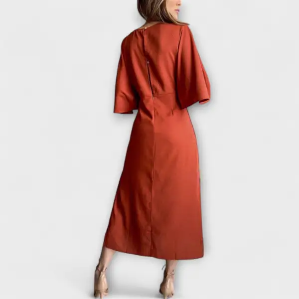 V-Neck Linen Cotton Casual Dress