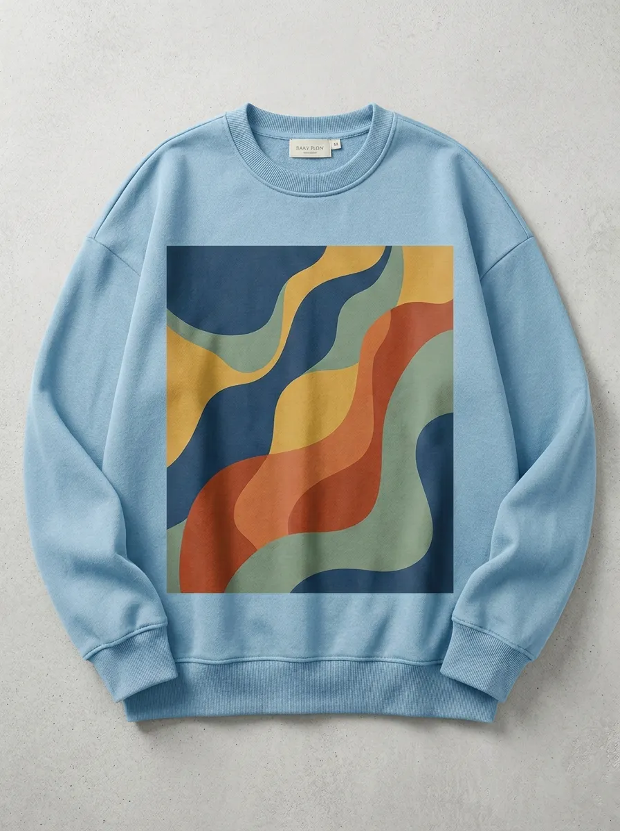 Men's Retro Abstract Wave Pattern Printed Sweatshirt Everyday Design