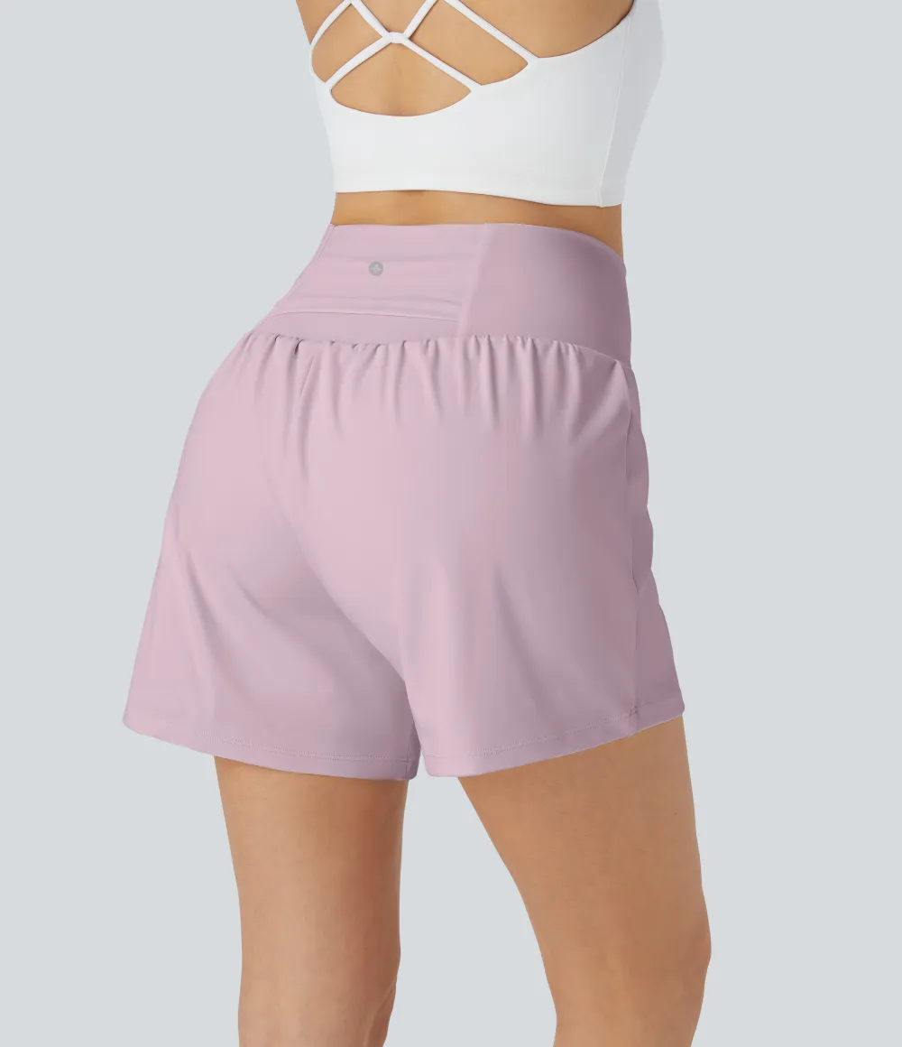 2026🔥 UK Super High Waisted Back Pocket & Side Hidden Pocket 2-in-1 Yoga Shorts