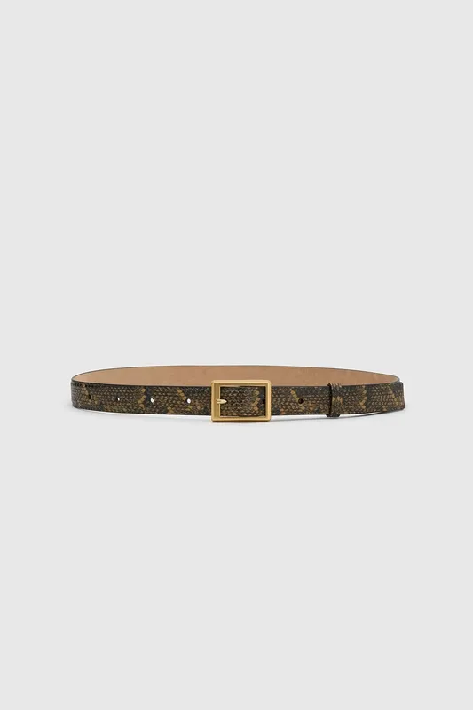 Tan Snake-Embossed Belted Belt
