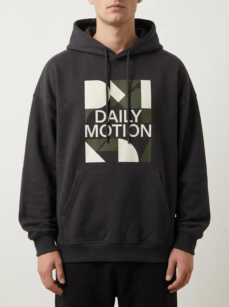 Men's Geometric Lettering Print Pullover Hoodie