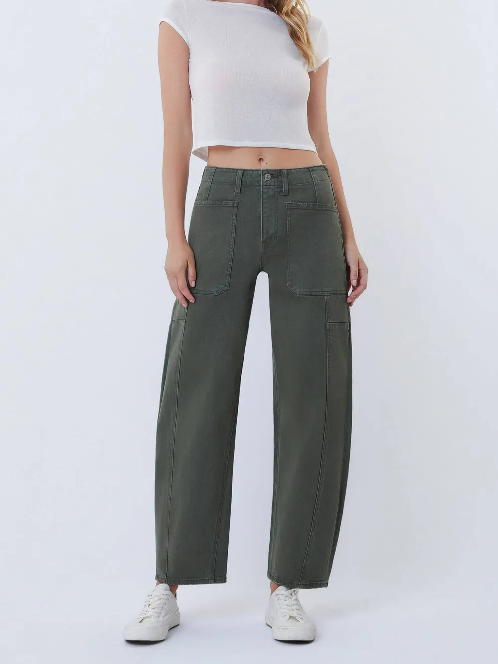 Women's Elastic-Waist Relaxed Barrel Jeans