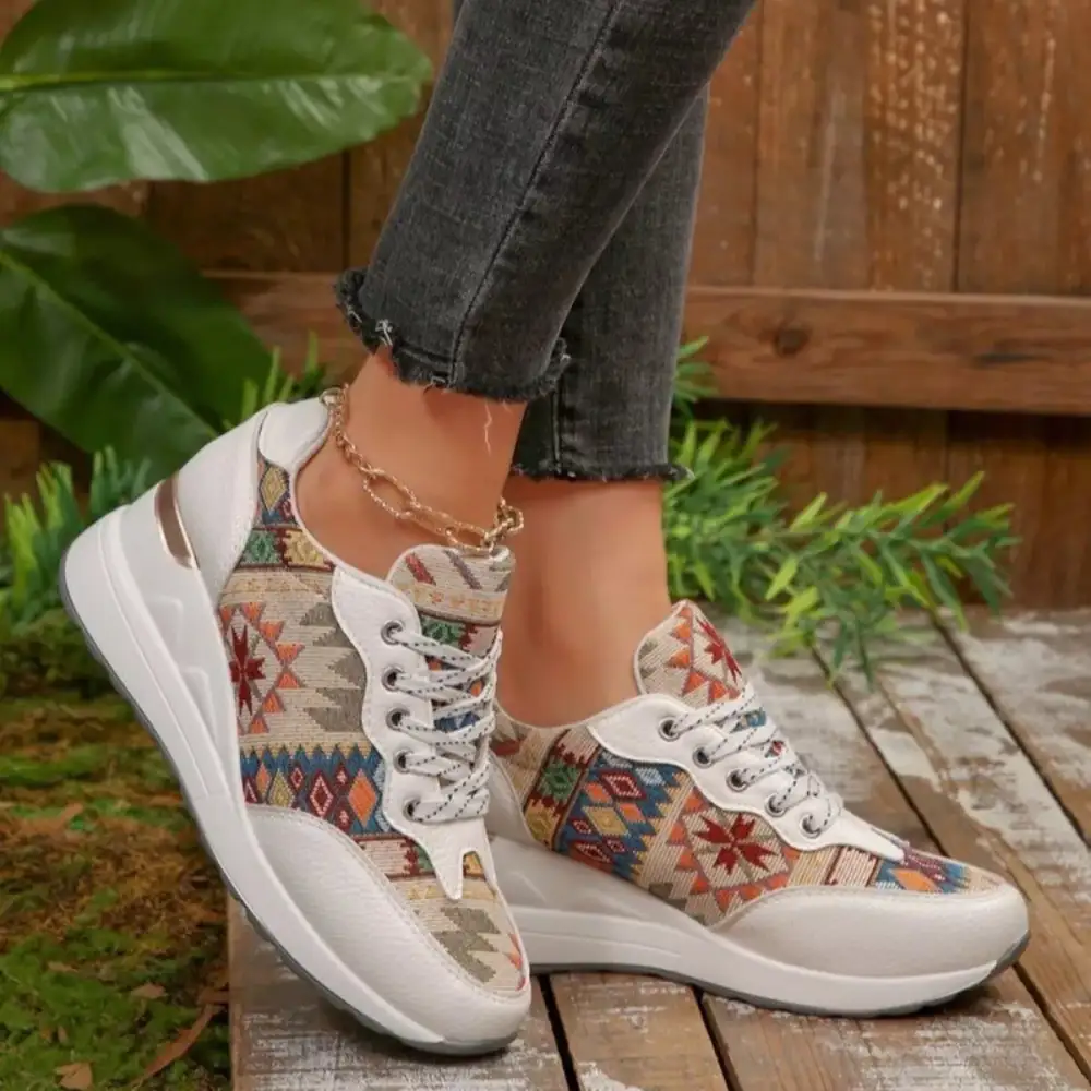 Modern Lace-Up Wedge Sneakers