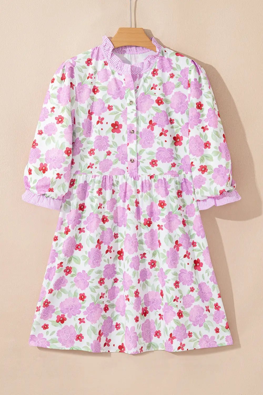 Smooth Finish Floral Striped Ruffle Mini Dress