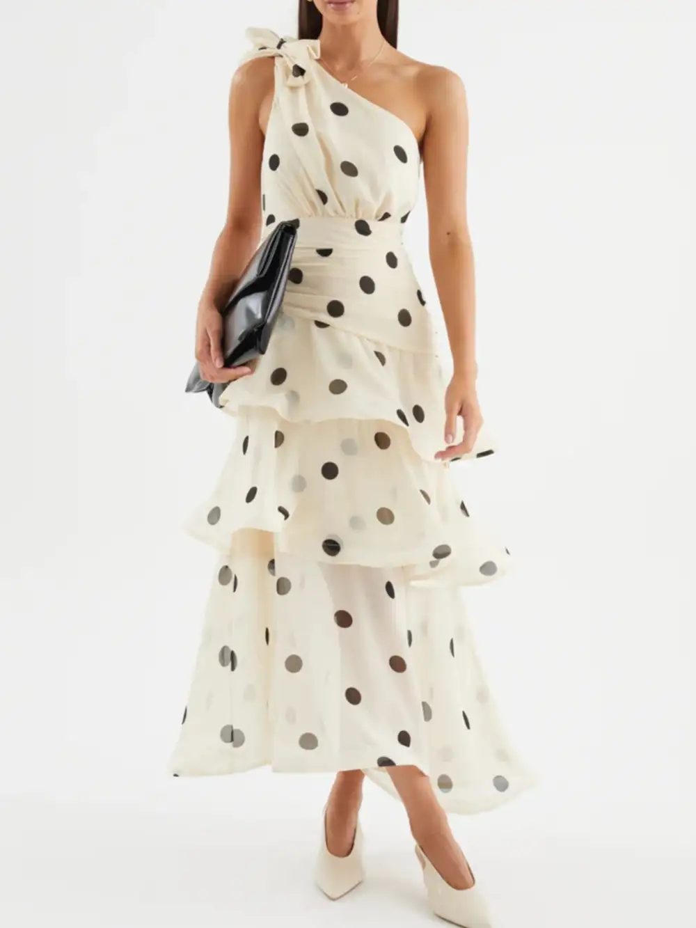 Polka Dot Ruffle Dress Casual