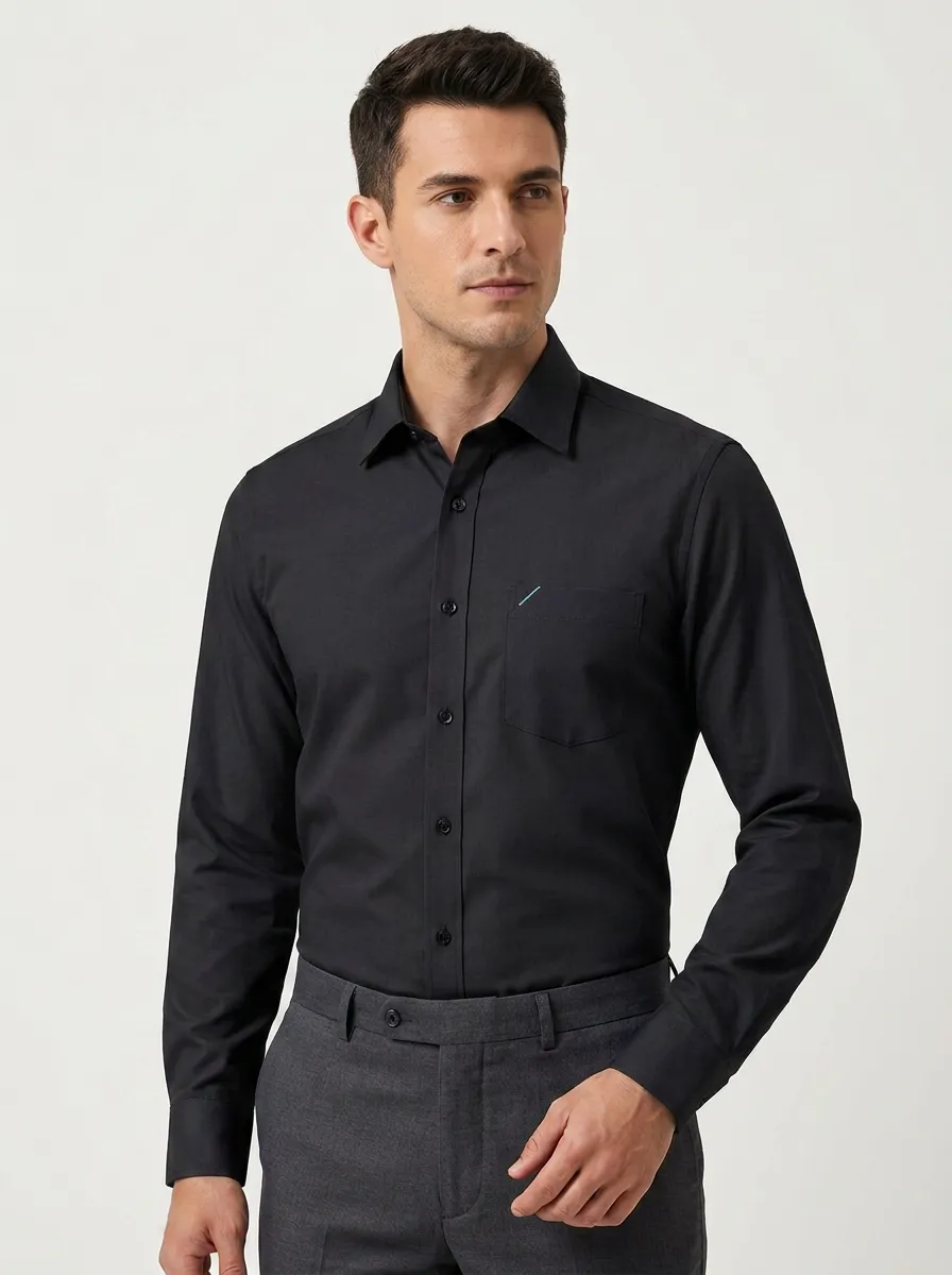 Men's Non-Iron Cotton Light Blue Formal Long Sleeve Shirt