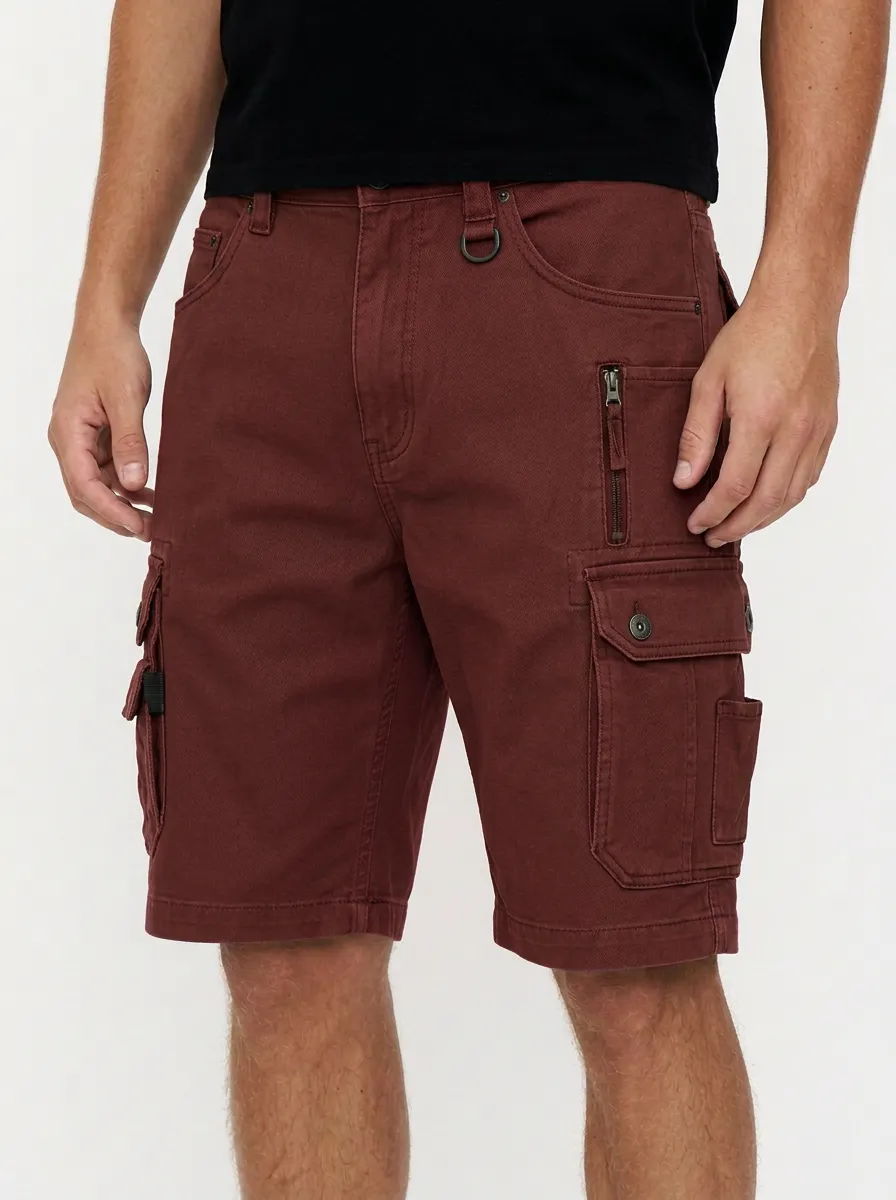 Men's Button-Flap Pockets D-Ring Cargo Shorts