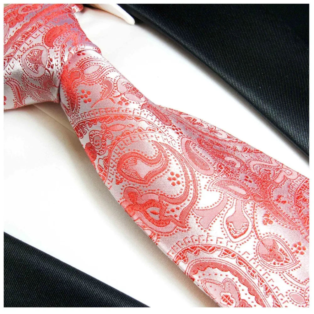 Refined Silk Paisley Men's Necktie With Pocket Square and Cufflinks