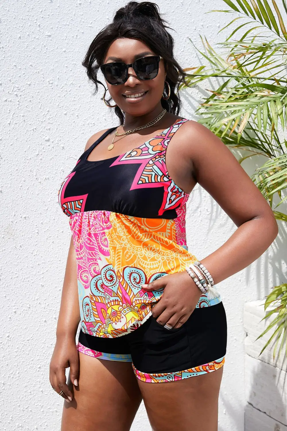 Swimwear Mandala Print Plus Tankini Set