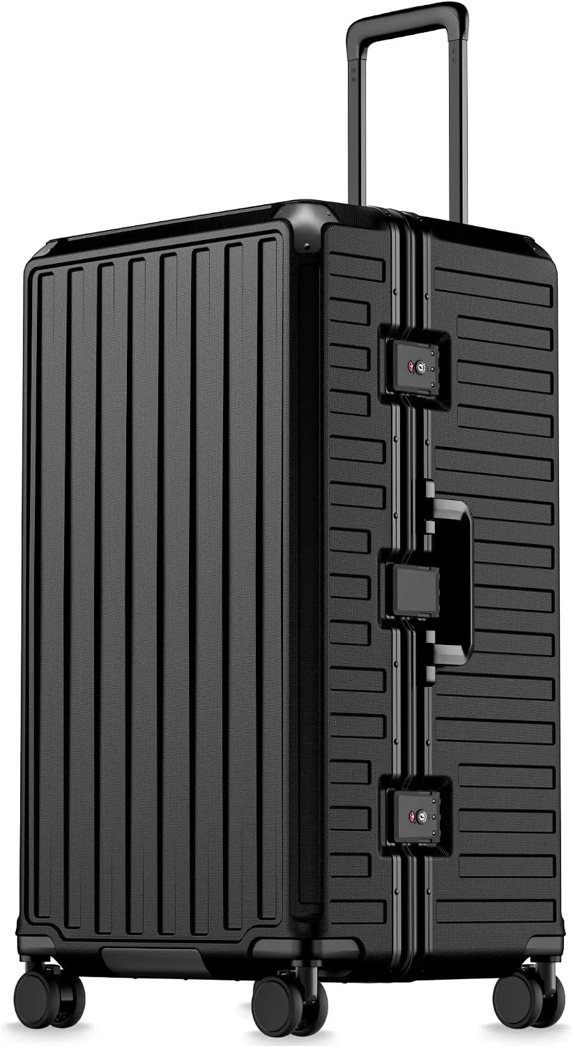 LUGGEX 28 Inch Zipperless Checked Luggage, Charcoal Metallic