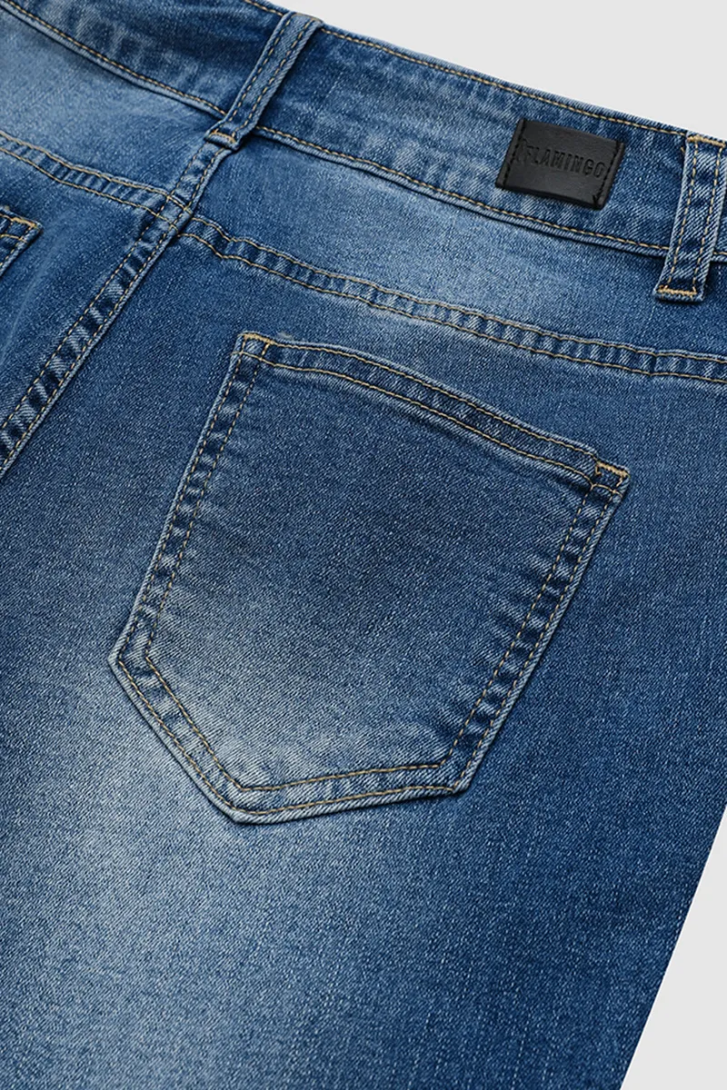 Ripped Lwo Waist Denim Bermuda Shorts