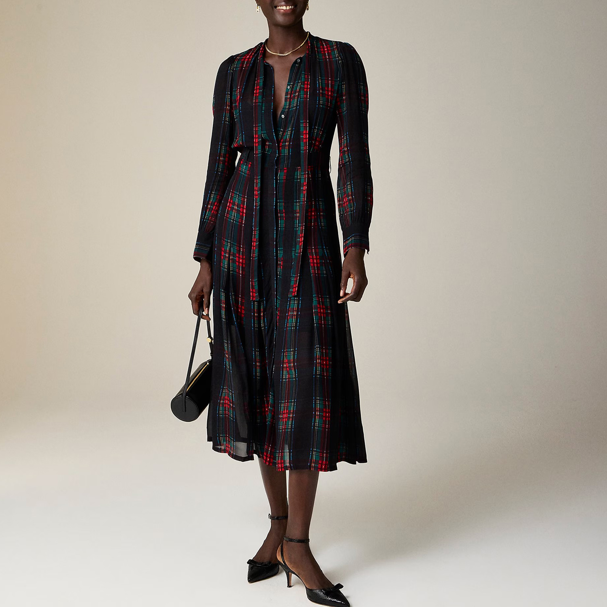 Street Long-Sleeve Cashmere Midi Dresses