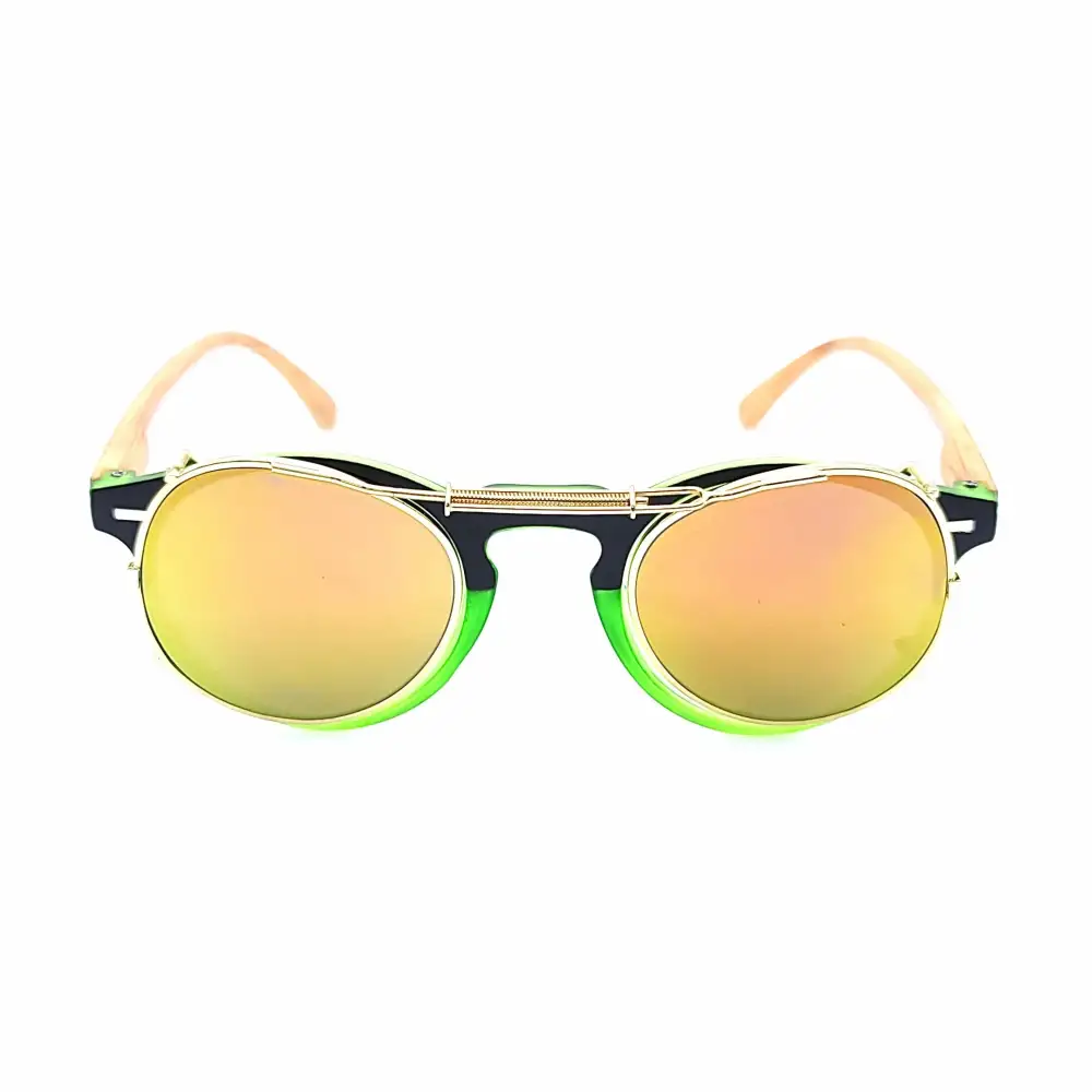 44mm Round Mirrored Clip-On Sunglasses