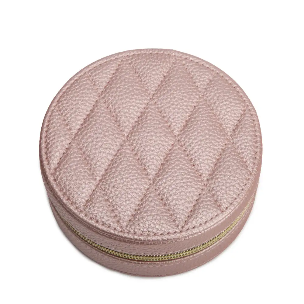 Quilted Round Travel Jewelry Case