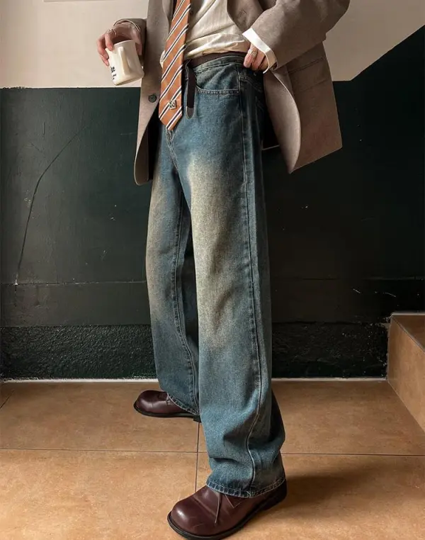 Faded Vintage Straight Leg Jeans