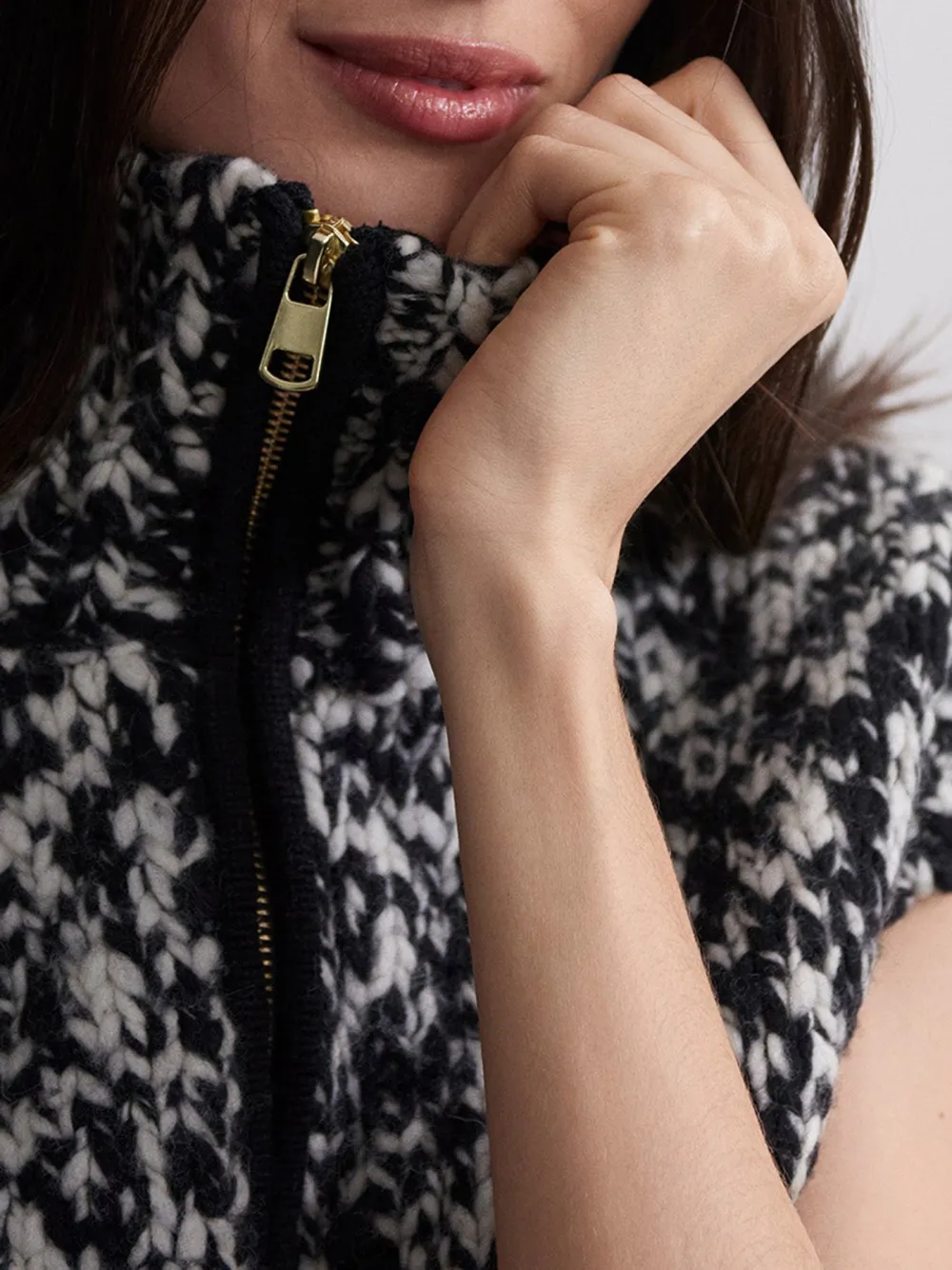 Camouflage Pattern Zip-Through Knit Gile