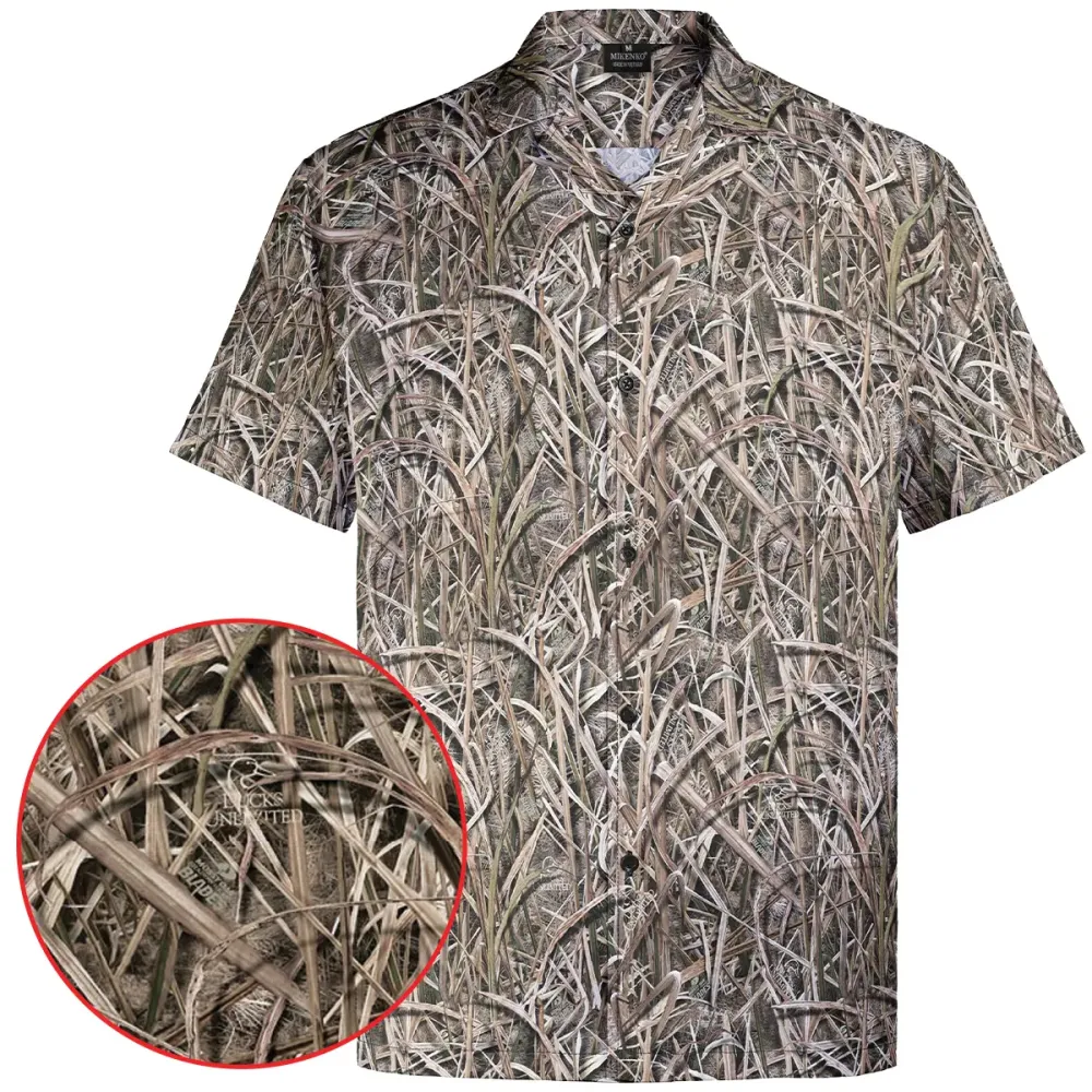 Men's Camo Hawaiian Shirt Duck Hunting Short Sleeve Button-Up Shirts