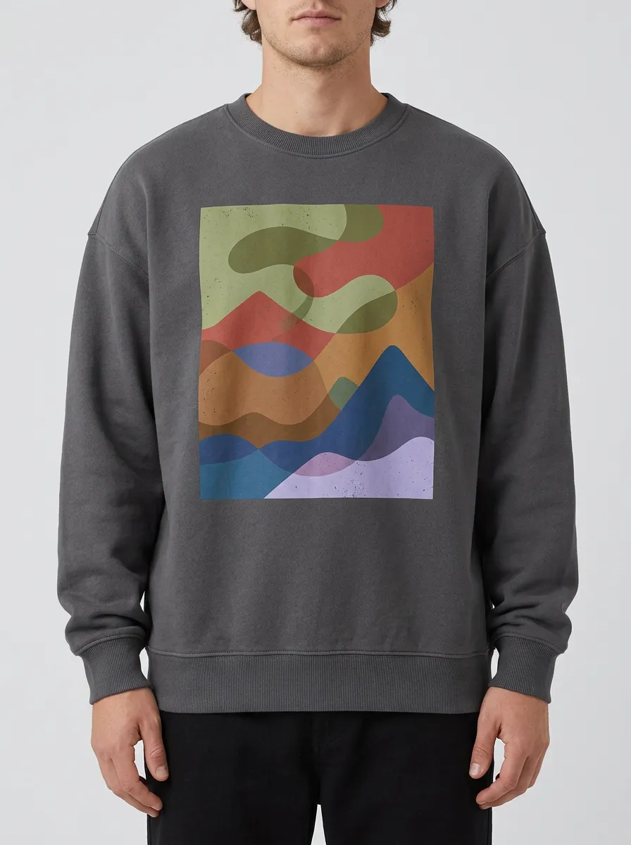 Men's Abstract Landscape Mountain Printed Sweatshirt