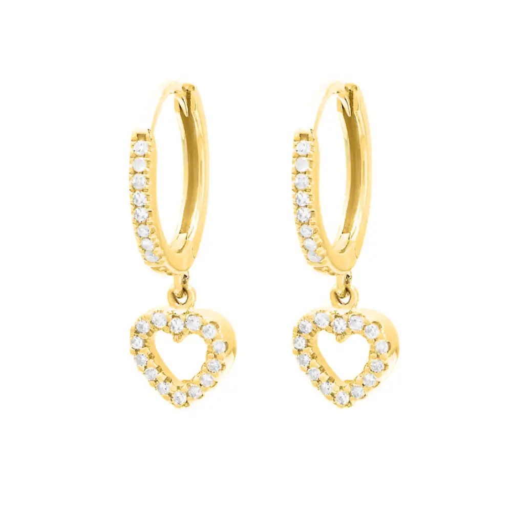 Sculpted Heart Gem Detail Earrings