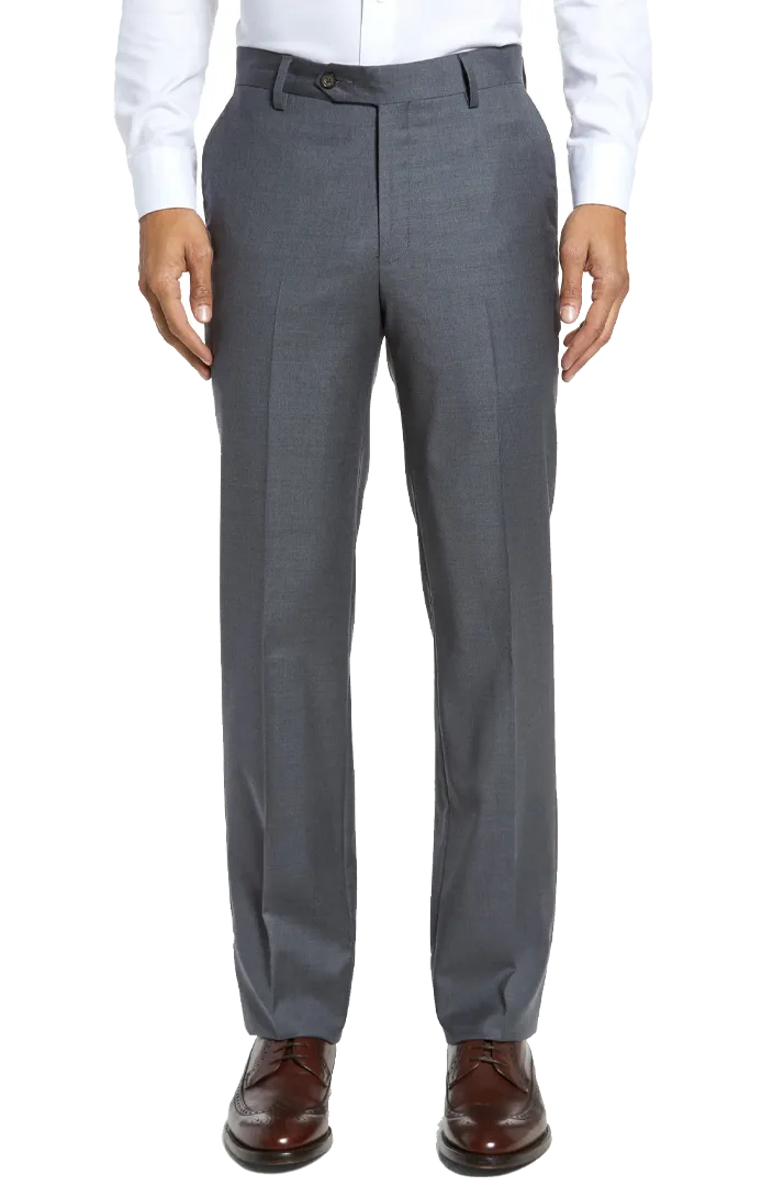Gabardine Stretch Flat Front Regular Rise Slim Fit Trousers