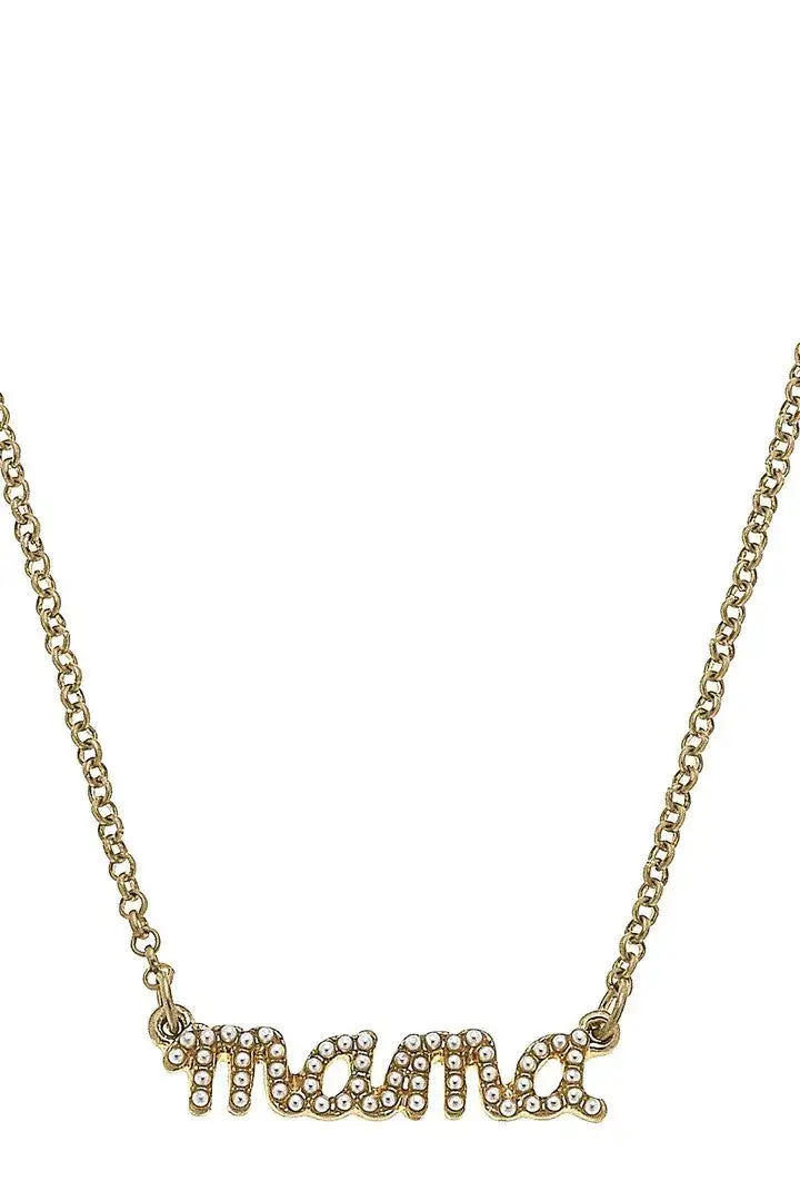 Classic Pearl Detail Script Necklace