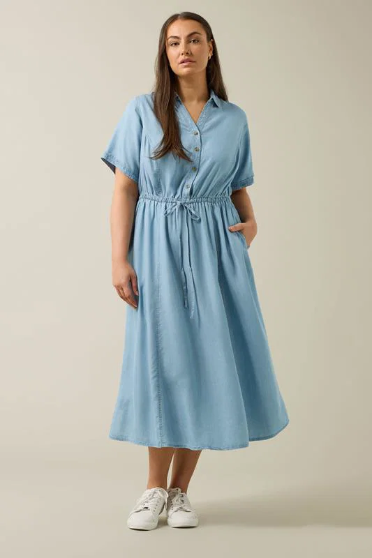Light Blue Lyocell Denim Shirt Dress detail 1