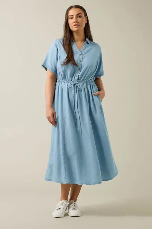 Light Blue Lyocell Denim Shirt Dress