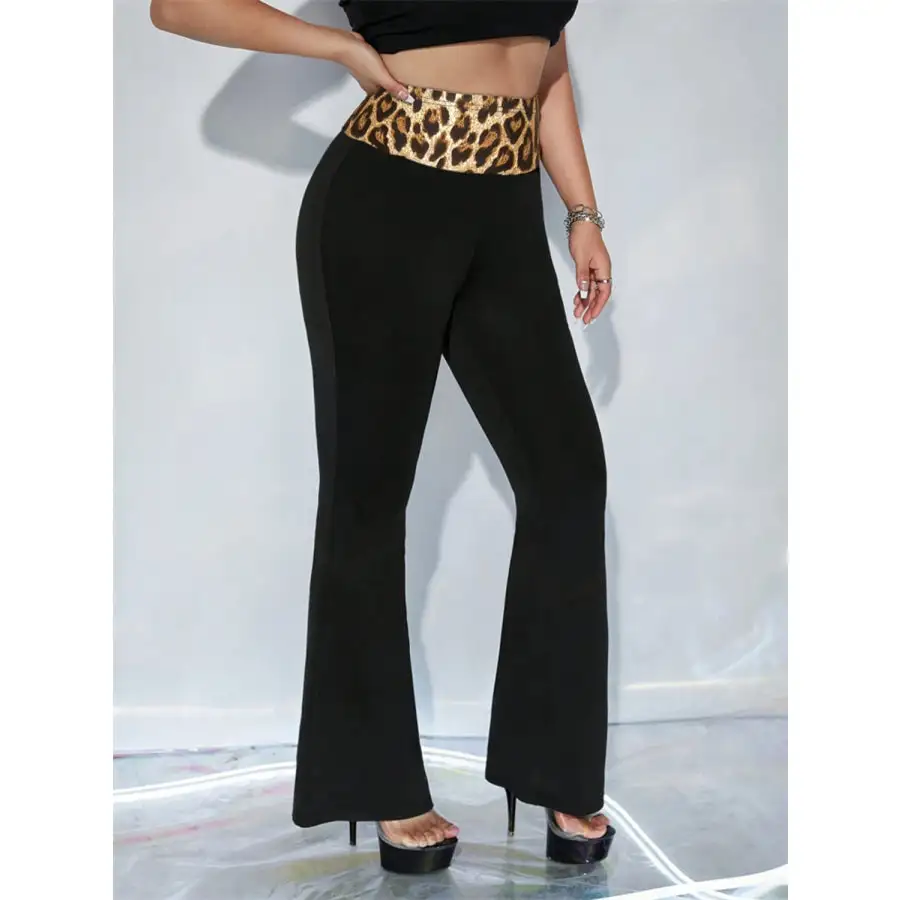 Leopard High Waist Flare Pants