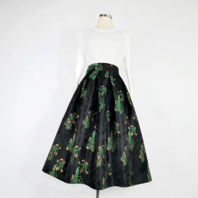 Modern Utility Embroidered High Waist Skirt