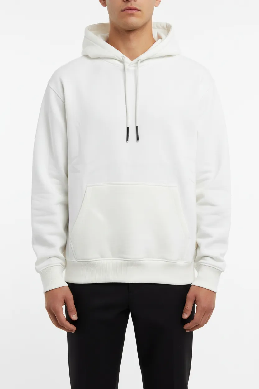 Polished Regular Fit Cotton Ribbed Hooded Pullover Hoodie