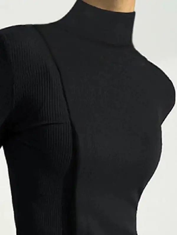 Slim Fit Panel Detail High Neck T-Shirt