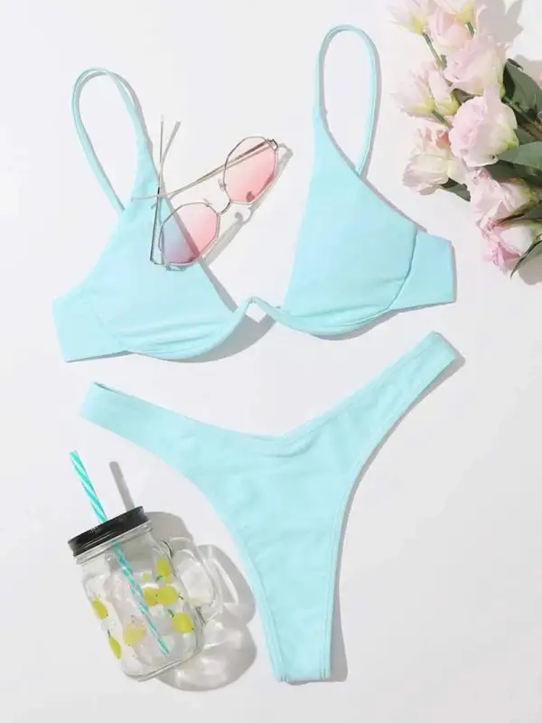 Clean Underwire Bikini Top Swim Set