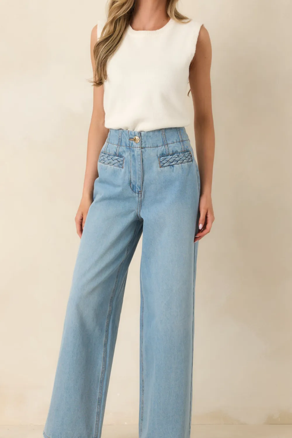 Phoebe Light Wash Straight Leg Cotton Denim Jeans