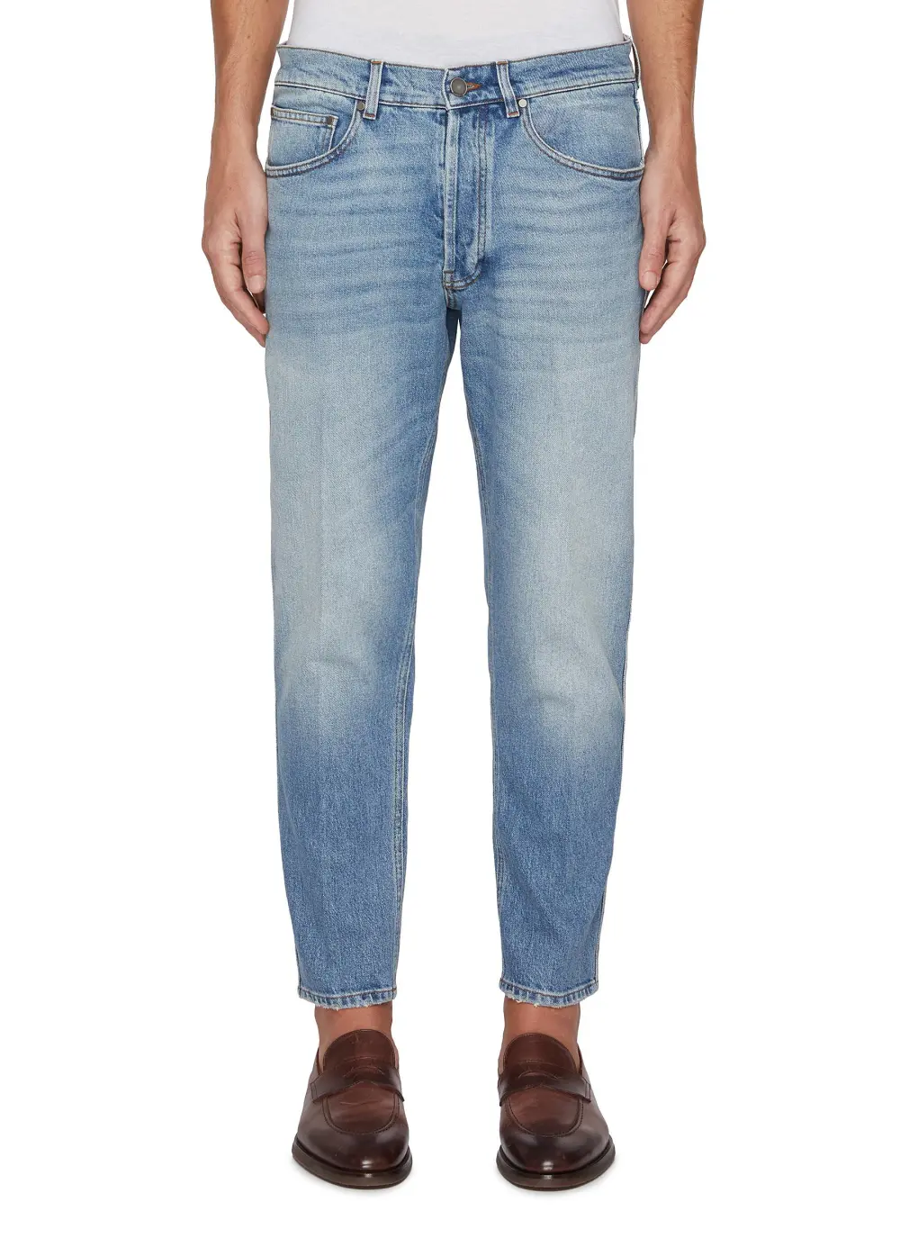 Simple Straight-Cut Comfort Denim Blue Jeans