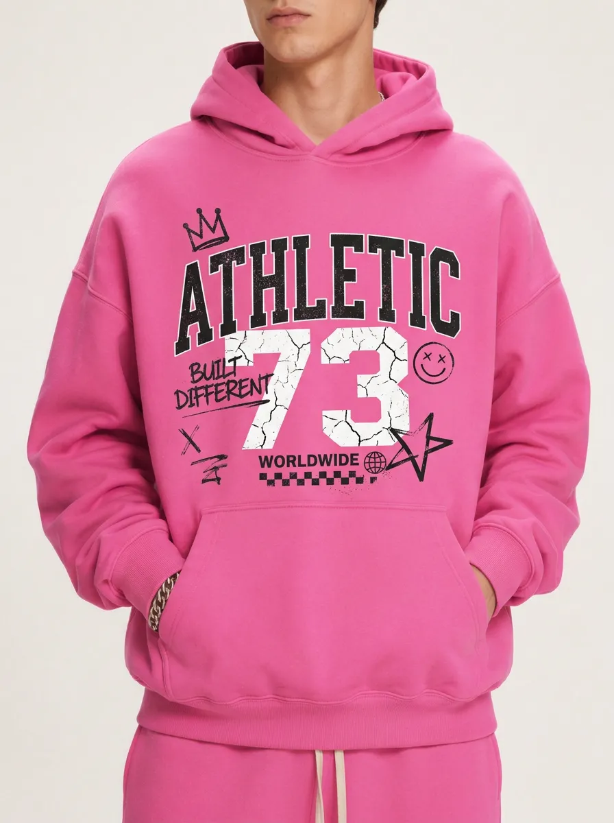 Men's Athletic 73 Built Different Graphic Printed Hoodie