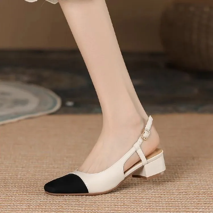 Square Front Mid Heel Sandals