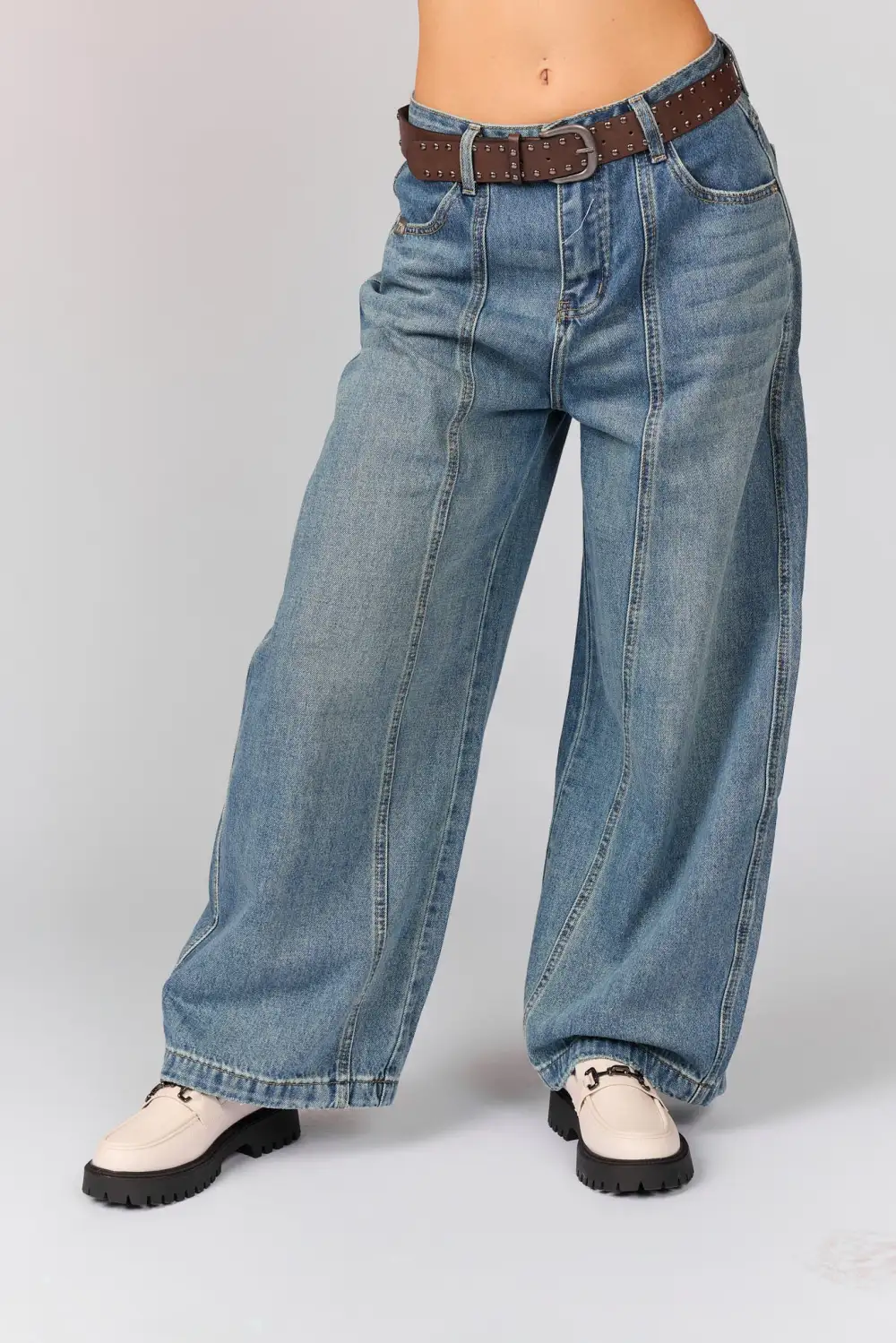 Belted Layered Jeans