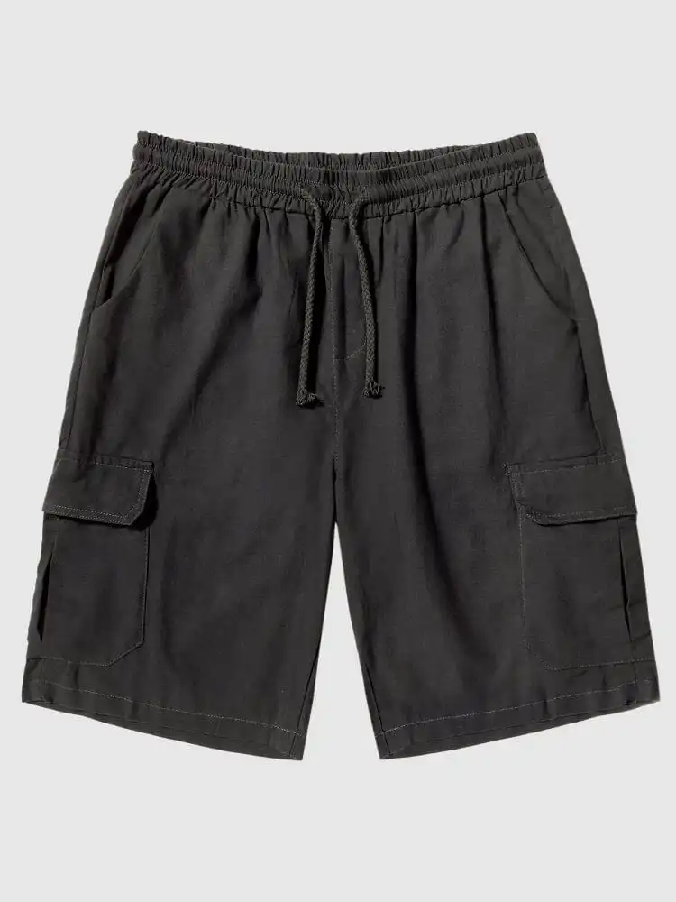Linen Look Pants With Pockets
