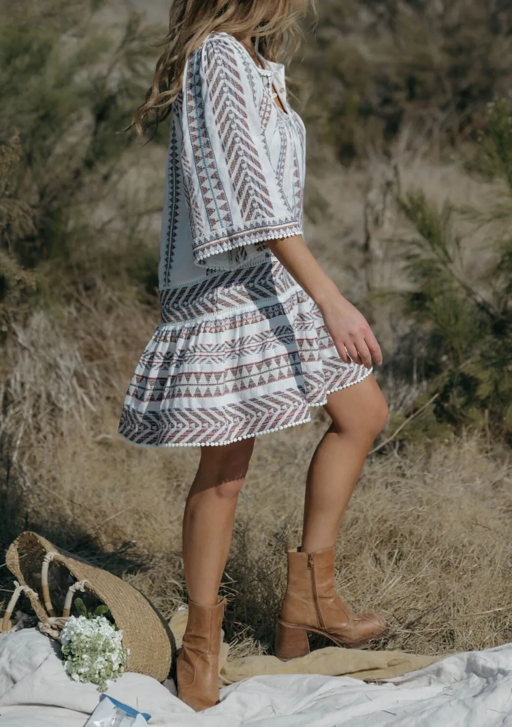 Geometric Half Sleeve Dress