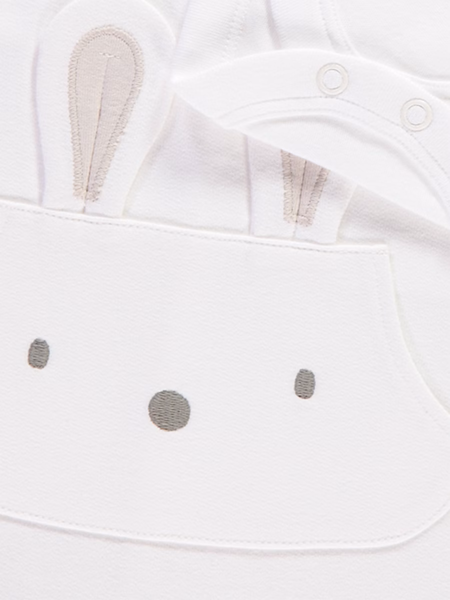 White Bunny Dungarees and Spotty Bodysuit Outfit detail 1