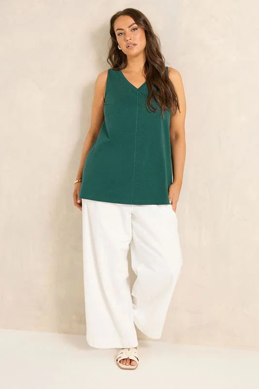 Teal Green Premium Cotton Vest Top detail 1