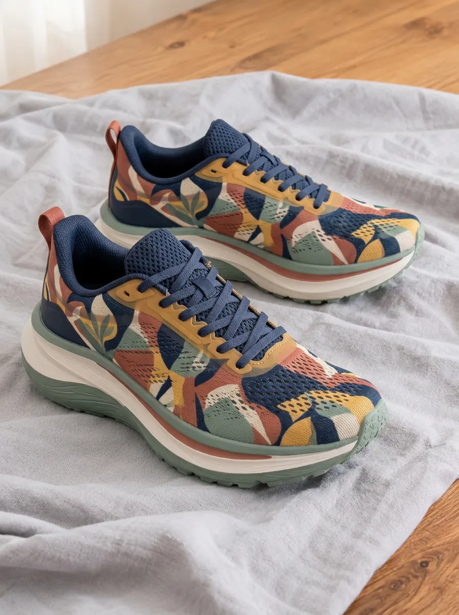 Women's Abstract Botanical Pattern Printed Sneakers