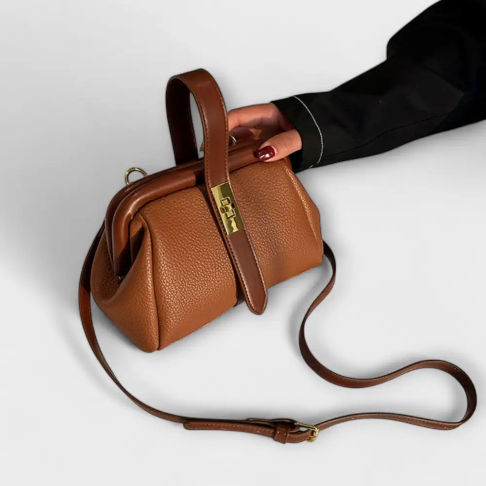 Structured Open Top Leather Handbag