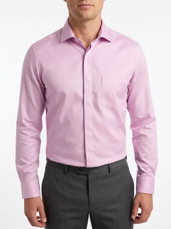 Men's Minimal Long-Sleeve Solid Dress Shirt
