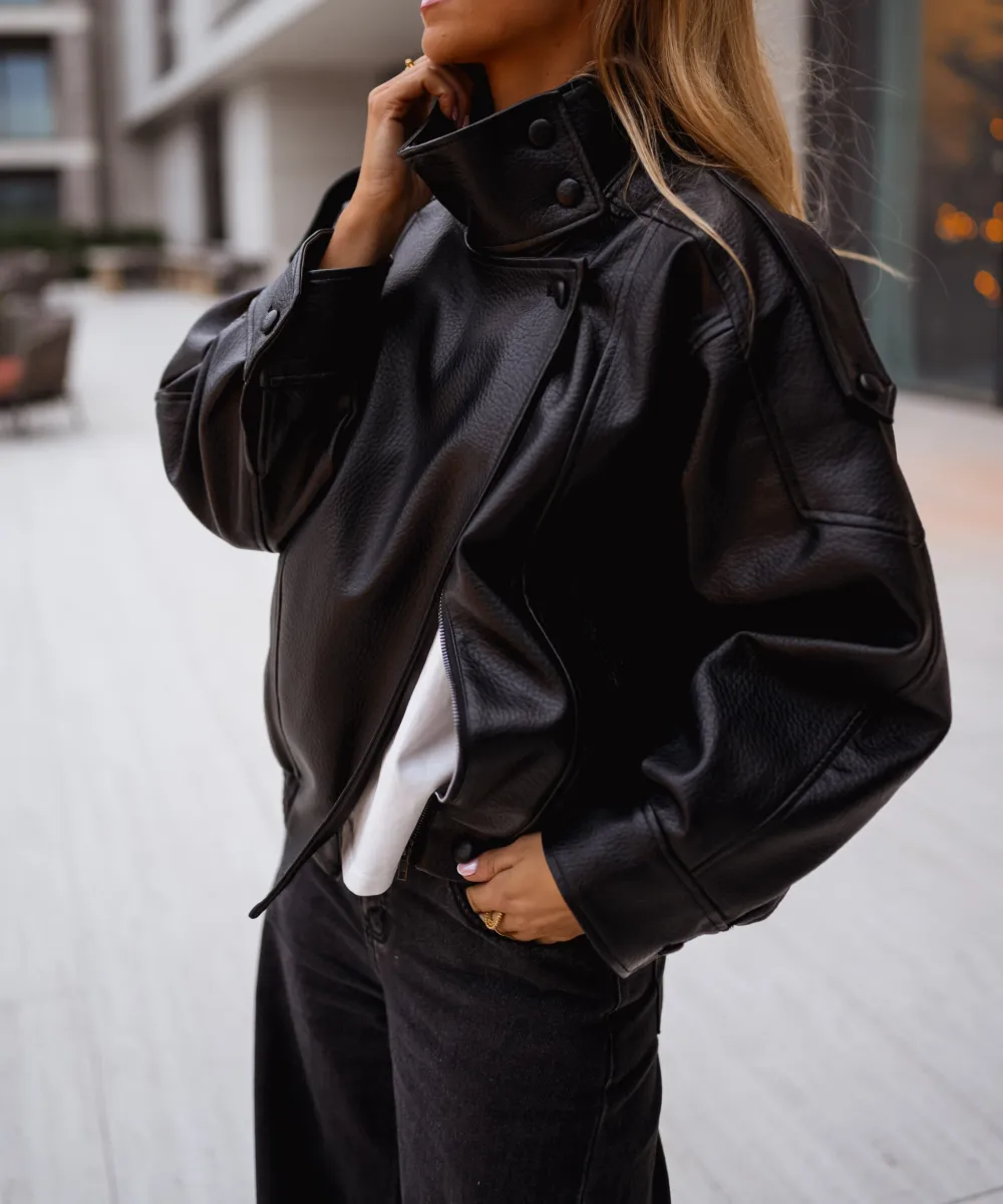 Sleek Faux Leather Jacket